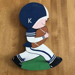 VINTAGE Handmade Wooden Kentucky UK Wildcats Football Player Wall Mount Peg Rack